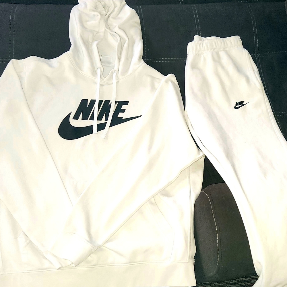 All white Nike sweat suit